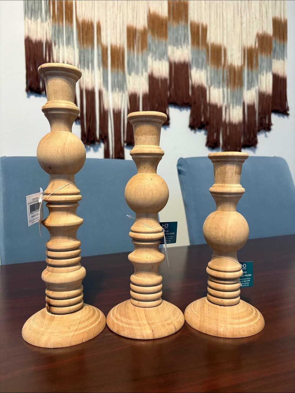 🆕HD Designs Turned Wood Candleholders, Bundle Of 3 Of Varying Sizes